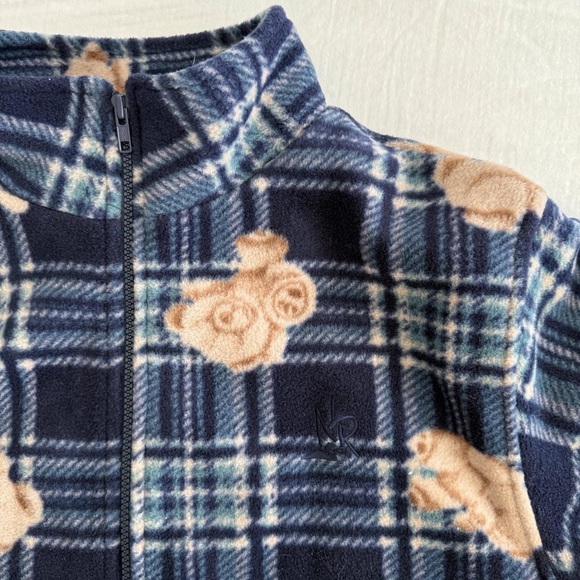 Vintage 90s Northern Reflections Blue Teddy Bear Fleece Jacket - Picture 5 of 7